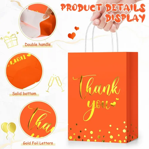 Miniatura 2 de Tinlade 30 bolsas de regalo de agradecimiento con papel de seda dorado con asa para graduación, negocios, compras, boda, ducha, regalos de fiesta