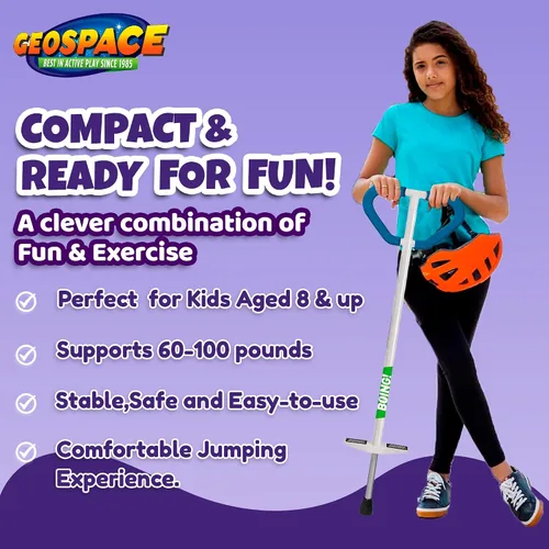 Miniatura 6 de Geospace Pogo Stick de Air Kicks para jinetes de 90 a 160 libras (azul)