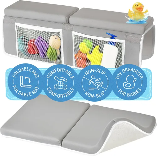 colsen Juego de almohadillas de baño para bebés y rodillas - Cómodo, 1.5 pulgadas de grosor, sin dolor, antideslizante, plegable para padres de