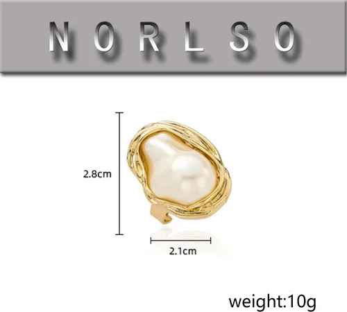 Miniatura 4 de NORLSO Anillo de perlas barrocas delicado, anillo geométrico de perlas irregulares, anillo abierto ajustable, regalo de boda y cumpleaños