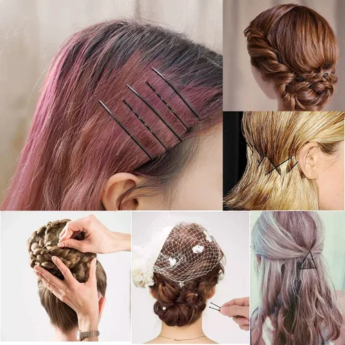 Miniatura 5 de Laicky Bobby Pins, 200 horquillas negras para el cabello con caja para mujeres, damas y niñas, pasador de pelo ondulado invisible, pasador