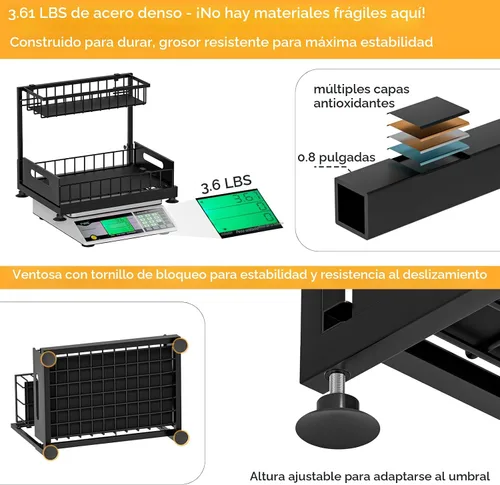 Miniatura 6 de Saydear Organizador de almacenamiento para debajo del fregadero, organizador de armario de cocina extraíble de 2 niveles con cajón deslizante, Negro
