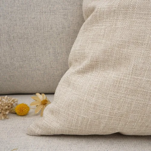 Miniatura 4 de YOUR SMILE Funda de cojín decorativa de lino y algodón de color crema sólido para sofá, cama, 12 x 20 pulgadas (beige)