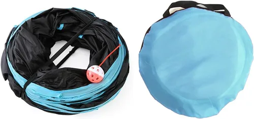 Miniatura 3 de Túnel para gatos, túneles plegables grandes de 3 vías con 4 agujeros de mirada, juguete interactivo para gatos en forma de S, juguete interactivo