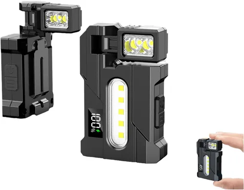 Linterna magnética brillante recargable USB tipo C de alto lúmenes con clip, luz de bolsillo para camping, hogar, senderismo, emergencia.