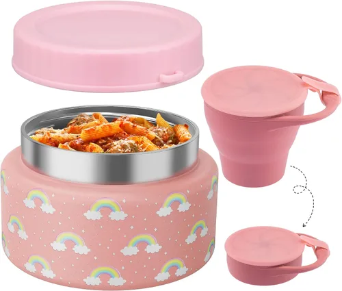Miniatura 11 de Termo de sopa de 10 onzas para comida caliente para niños, recipiente de comida aislado con cuchara y boca ancha, acero inoxidable, a prueba