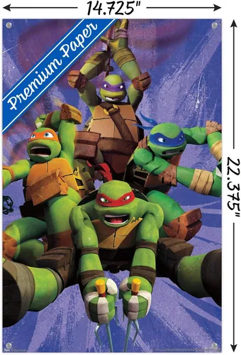 Miniatura 3 de Trends International Nickelodeon Teenage Mutant Ninja Turtles - Póster de pared del equipo, 14.72 x 22.37 pulgadas, paquete de póster premium y pin