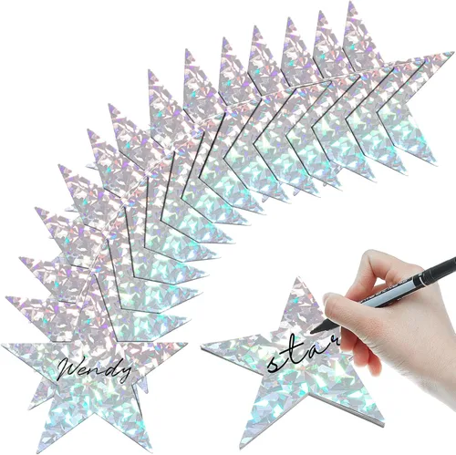 Miniatura 10 de Leinuosen 80 Piezas de Recortes de Estrellas de Purpurina, Estrellas de Cartón de Papel Impresas Dobles, Decoraciones para Tablón de Anuncios, Pared