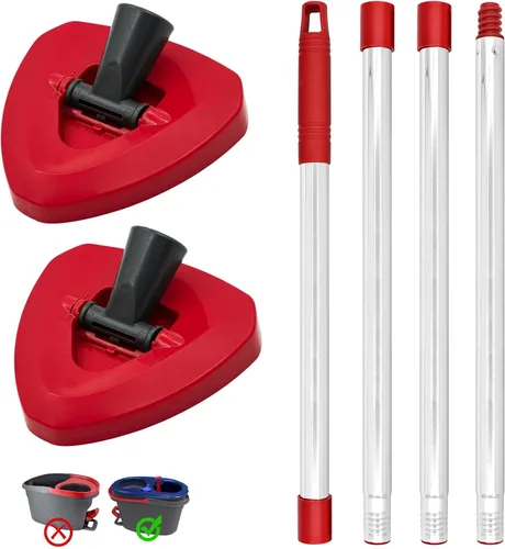 Miniatura 11 de Mango de trapeador para sistema O Cedar RinseClean de 2 tanques, cepillo de fregado y base de trapeador giratorio compatible con O-Cedar, asas