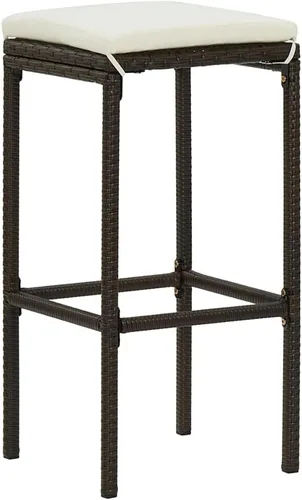 Miniatura 6 de Juego de barras de 3 piezas de ratán sintético rectangular marrón con marco de acero, diseño moderno para interiores y exteriores, comedor y patio