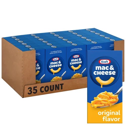 Kraft - Cena de macarrones y queso de sabor original (cajas de 7.25 onzas, paquete de 35)