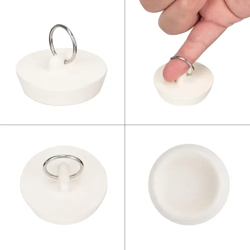 Miniatura 6 de 6 Paquetes de Tapones para Bañera, Tapones de Goma para Desagüe de Bañera, 2 Piezas de Cadena de Cuentas de Acero Inoxidable de 15", 6 Tamaños