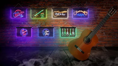 Miniatura 4 de ADVPRO Rock & Roll - Letrero de neón LED de doble color, banda de guitarra eléctrica, color azul y rojo, 12 x 8.5 pulgadas, st6s32-i2303-br