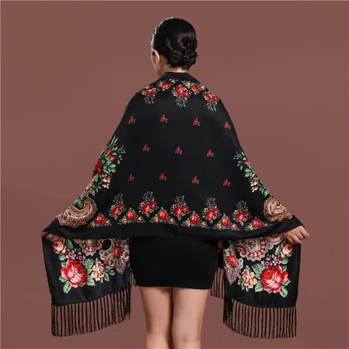 Miniatura 5 de Bufanda tradicional con borla exótica para mujer, cálida, suave, grande, rectangular, a la moda, bufandas