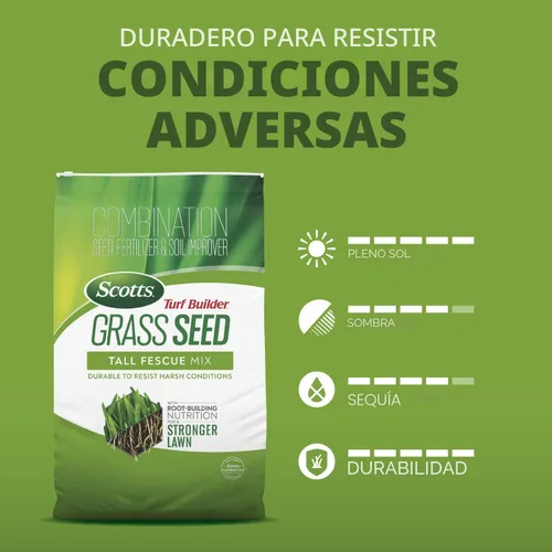 Miniatura 7 de Scotts Turf Builder - Mezcla de festuca alta para semillas de césped, duradera para resistir condiciones duras con nutrición para el desarrollo