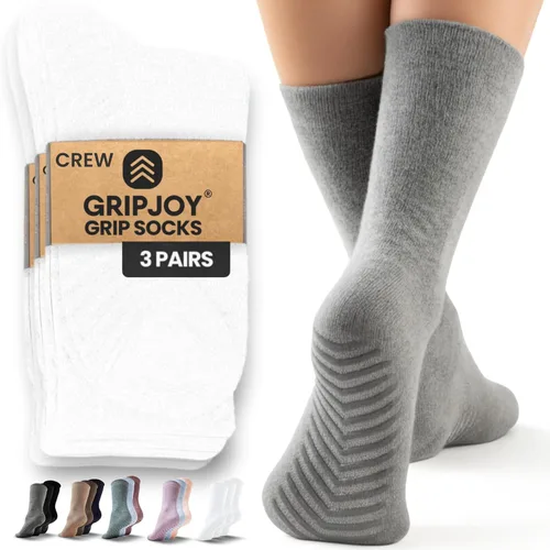 Miniatura 15 de Calcetines Gripjoy de agarre para mujer, antideslizantes, calcetines de agarre para mujer y hombre, para pilates, yoga, hospital, 3 pares, de largo