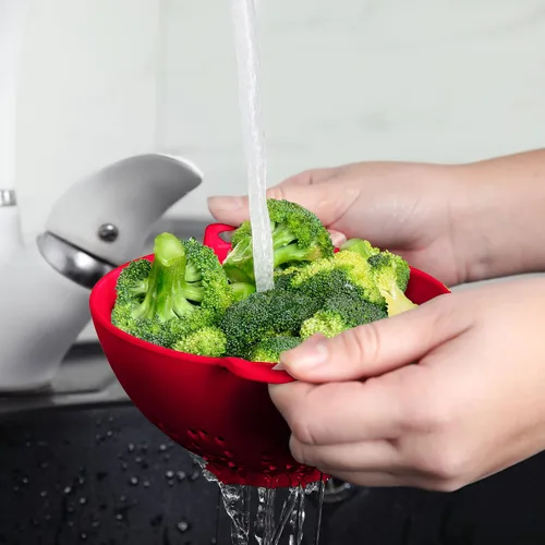 Miniatura 5 de Meadow Lane - Colador pequeño de 6 pulgadas, libre de BPA, apto para lavavajillas, con asas dobles, escurridor compacto de alimentos para bayas
