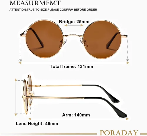 Miniatura 7 de PORADAY Circle Lennon - Gafas de sol polarizadas redondas retro, estilo hippie, gafas de sol de círculo pequeño