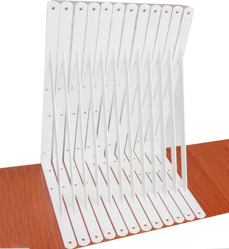 Miniatura 24 de Paquete de 16 soportes de estante resistentes negros de 20 pulgadas de largo x 12 pulgadas de alto con tornillos, soportes de estante de metal