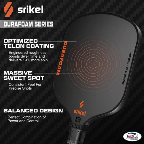 Miniatura 2 de DuraFoam - Paleta de pickleball profesional de fibra de carbono T700, raqueta de núcleo de espuma 100% para disparos consistentes, potencia y control