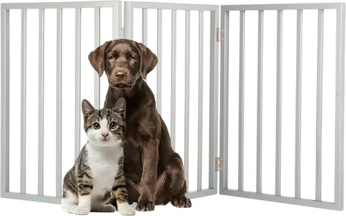 Miniatura 6 de Puerta para Mascotas - Valla Plegable para Perros de 4 Paneles para Interiores para Escaleras, Pasillos o Puertas - Puertas para Perros Marrón