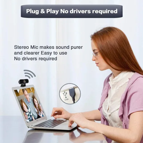 Miniatura 5 de Webcam 1080p HD interruptor de computadora 2 cámaras - Micrófono portátil USB PC Webcam con soporte para trípode, transmisión en vivo de 110 grados