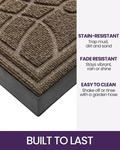 Miniatura 3 de DEXI - Felpudo para puerta exterior, alfombra de entrada de perfil bajo y resistente antideslizante para el recibidor, alfombras de bienvenida que