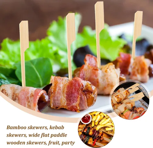 Miniatura 4 de Minatee 3000 piezas de pinchos de bambú para aperitivos, palillos de dientes, brochetas anchas de madera para brochetas de cóctel, kababs de frutas