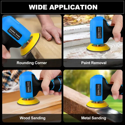Miniatura 3 de Lijadora inalámbrica, lijadora de palma de 3 pulgadas con batería de iones de litio de 16.8 V y 3.0 Ah, mini pulidora de 3500 rpm, 19 accesorios