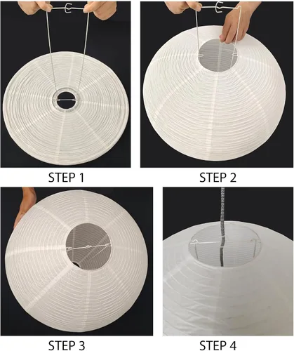 Miniatura 6 de (55 cm) Gran pantalla redonda de papel para lámpara colgante, pantalla de lámpara de papel de arroz blanco, pantalla plegable de papel para lámpara