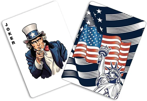 Miniatura 7 de Military Gift Shop Cartas de jugar con bandera estadounidense azul - Gráficos patrióticos - Calidad premium - Regalos para veteranos para hombres