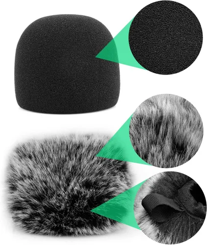 Miniatura 3 de ChromLives Funda para parabrisas de micrófono, filtro pop compatible con Yeti Nano azul, cubierta de parabrisas peludo + funda de viento de espuma