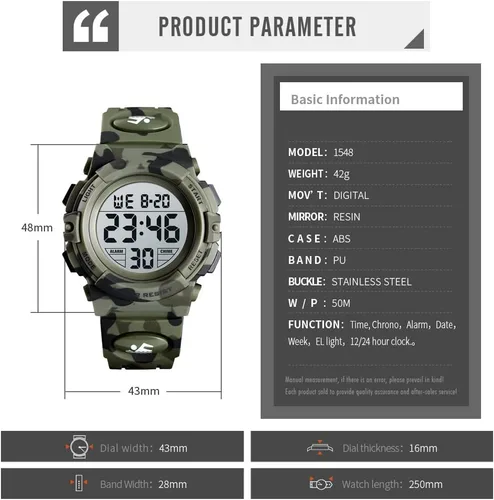 Miniatura 4 de Dayllon Kids Digital Watch Outdoor Sports 50M Waterproof Electronic Watches Alarm Clock 1224 H Stopwatch Calendar Boy Girl Wristwatch