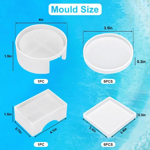 Miniatura 2 de 12 moldes de posavasos de silicona, moldes de resina de fundición, moldes de resina epoxi, adecuados para posavasos de manualidades, tapetes