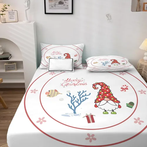 Miniatura 3 de Sábanas de gnomo de Navidad tamaño Queen – Sábanas de cama de Navidad, microfibra suave, bolsillo profundo, sábanas y fundas de almohada