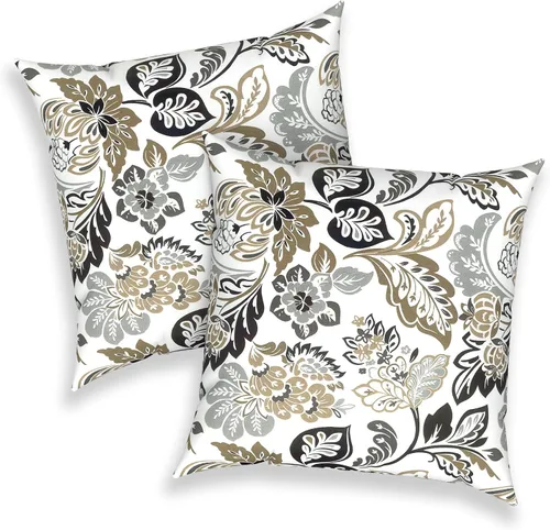 Miniatura 223 de Juego de 2 almohadas para exteriores de 16 x 16 pulgadas, repelentes al agua con interiores, para muebles de patio, hogar, jardín, geometría bohemia