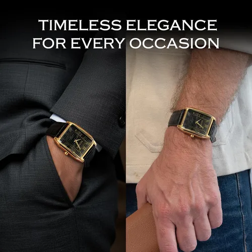 Miniatura 3 de Miykon Vintage Watches for Men Classic Tank Square Analog Watch with Genuine Leather Wrist Strap, Mens Dress Watches Japanese Quartz, Waterproof