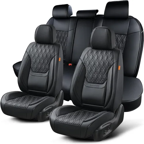 Miniatura 10 de Juego de fundas para asientos de automóvil delanteros, fundas de cuero transpirable para asientos delanteros de automóviles con reposacabezas, funda