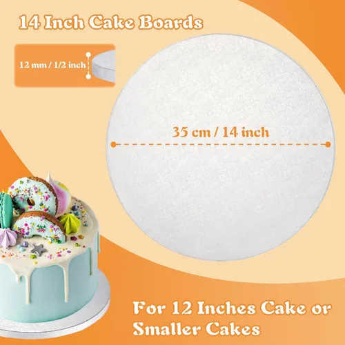 Miniatura 6 de Tambores para pastel de 35,6 cm con topper de banner para pastel - Blanco (1 paquete) Tablero para pastel redondo blanco de 1,3 cm de espesor