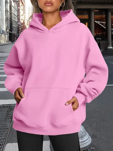 Miniatura 6 de Trendy Queen - Sudaderas extragrandes con capucha para mujer, suéteres de manga larga, sin botones, de vellón, de otoño, ropa de invierno