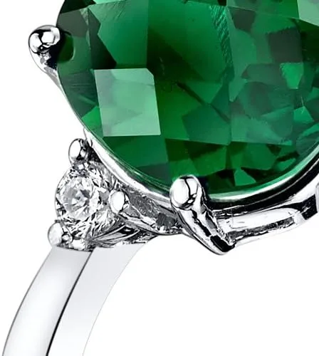 Miniatura 2 de Anillo de oro blanco de 14 quilates con diamantes de esmeralda de 2,50 quilates de corte ovalado