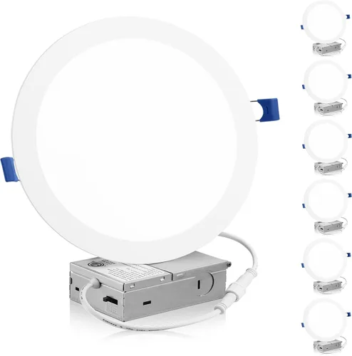 Miniatura 8 de Meconard - Paquete de 6 unidades de lámpara de techo empotrable LED de 4 pulgadas con caja de conexión, 3000K/4000K/5000K seleccionable, 9W=75W