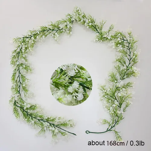 Miniatura 4 de Gypsophila - Guirnalda de flores artificiales de 5.5 pies, flores de imitación de aliento de bebé, vid de tacto real para colgar en el arco de boda