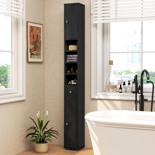 Miniatura 2 de Giantex Gabinete de Almacenamiento Delgado para Baño - Gabinete de Piso Estrecho y Alto de 71 pulgadas con 2 Puertas, 5 Estantes Ajustables, 1