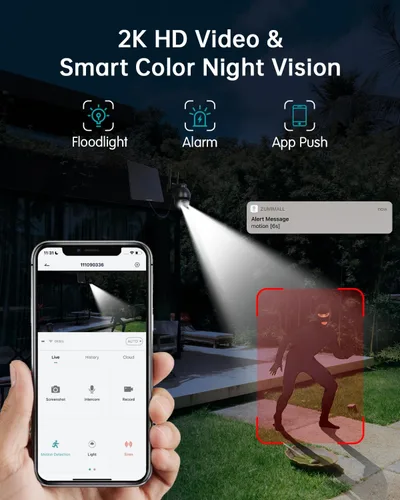 Miniatura 5 de ZUMIMALL Cámaras de seguridad celulares 4G LTE inalámbricas para exteriores, cámaras 2K sin WiFi para seguridad en el hogar con vista de 360°