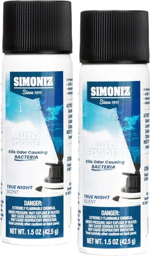 Simoniz Ambientador de coche Car Bomb Fogger: potente eliminador de olores y niebla refrescante (True Night, 2 paquetes)