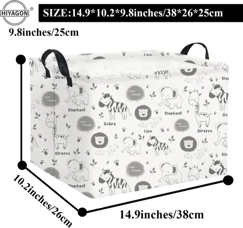 Miniatura 6 de Cesta de almacenamiento rectangular de animales para bebés y niños, cesta de almacenamiento para niños para habitación de animales, decoración linda