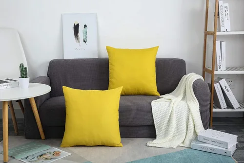 Miniatura 6 de TangDepot - Funda de almohada decorativa hecha a mano 100% lona de algodón sólida / funda de cojín, (12 x 12 pulgadas, amarillo intenso)