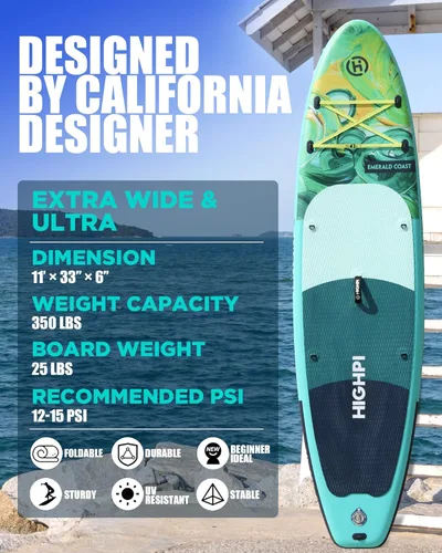 Miniatura 2 de Inflatable Stand-Up Paddle Board: Wide SUP with Full Accessories, Anti-Slip EVA Deck, Paddleboard for Yoga/Surfing/Fishing & More, for Youth & Costa
