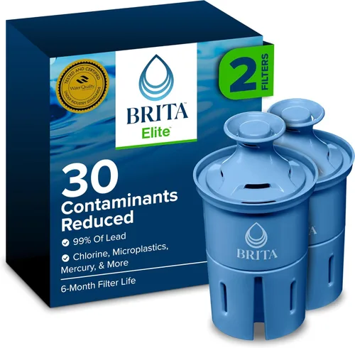 Reemplazos de filtro Brita para jarras de agua y dispensadores, Elite, certificado NSF para eliminar el 99% del plomo, 2 unidades, azul